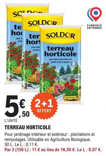E.Leclerc Brico Terreau horticole soldor offre