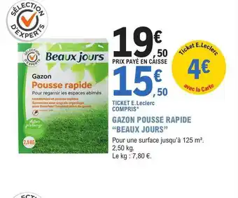 E.Leclerc Jardi Gazon pousse rapide offre
