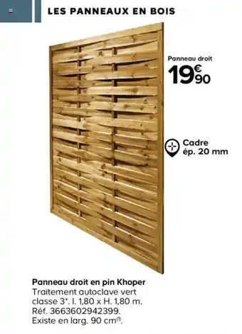 Castorama Panneau droit en pin khoper offre