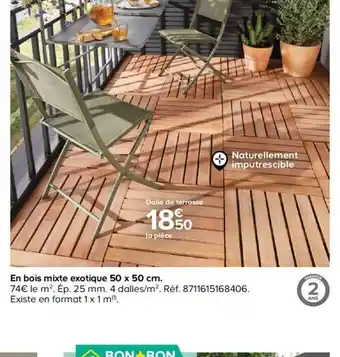 Castorama En bois mixte exotiquee 50x50cm offre