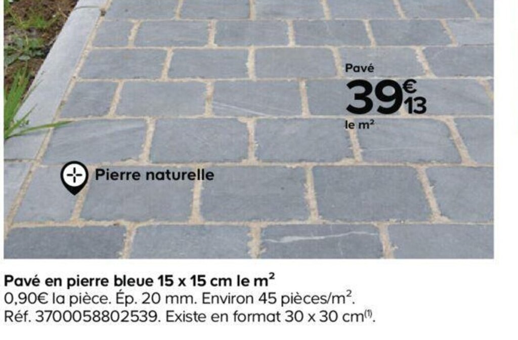 Promo Pave en pierre bleu 15x15cm chez Castorama
