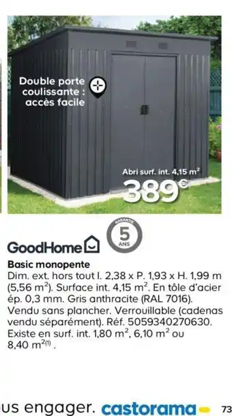 Castorama Basic monopente offre