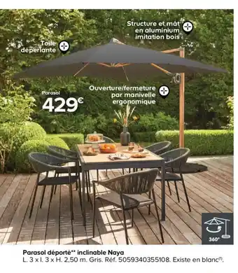Castorama Parasol deporte inclinable naya offre