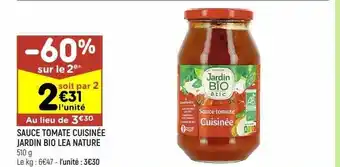 Leader Price Sauce tomate cuisinée jardin bio léa nature offre