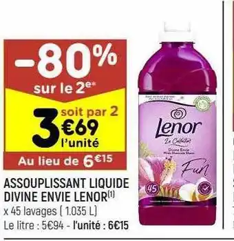 Leader Price Assouplissant liquide divine envie lenor offre