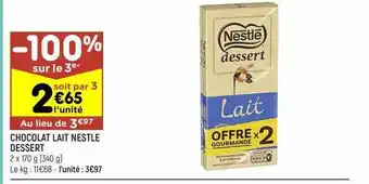 Leader Price Chocolat lait nestlé dessert offre
