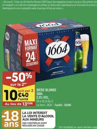 Leader Price Bière blonde 1664 5,5% vol. offre
