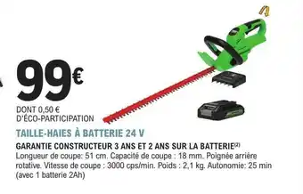 E.Leclerc Jardi Taille-haies à batterie 24v offre