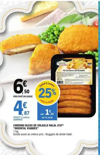 E.Leclerc Cordons bleus de volaille halal x 10 offre