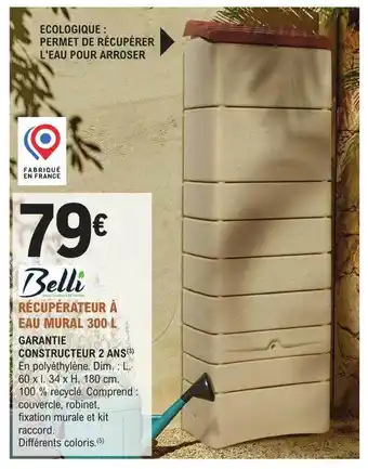 E.Leclerc Jardi Récupérateur à eau mural 300l belli offre