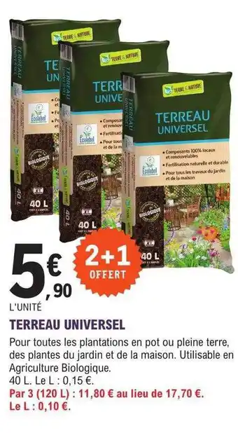 E.Leclerc Jardi Terreau unviersel offre