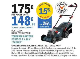 E.Leclerc Jardi Tondeuse batterie poussées 2 x 20v offre