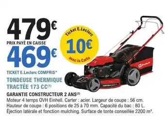 E.Leclerc Jardi Tondeuse thermique tractée 173 cc einhell offre