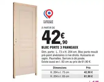 E.Leclerc Brico Bloc porte 3 panneaux offre