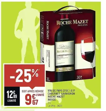 Vin de pays d'oc i.g.p. cabernet sauvignon roche mazet rouge
