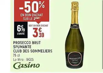Spar Prosecco brut spumante club des sommeliers offre