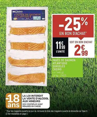 Spar Pavés de saumon atlantique surgelés casino offre