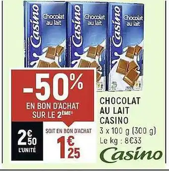 Spar Chocolat au lait casino offre