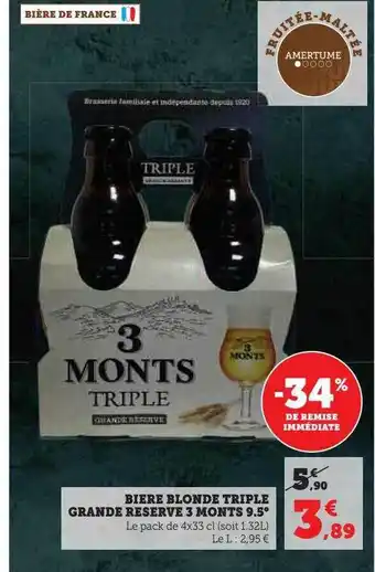 U Express Bière blonde triple grande réserve 3 monts 9.5° offre
