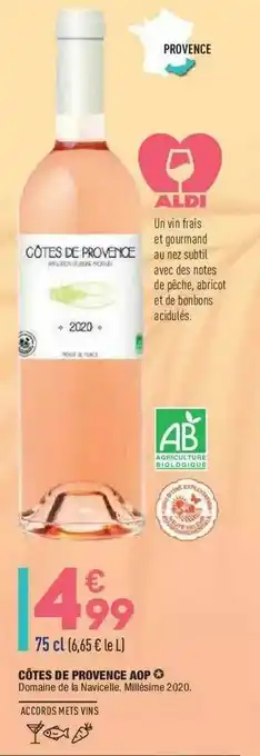 ALDI Côtes De Provence Aop Domaine De Navicelle offre