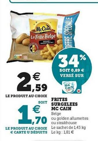 U Express Frites Surgelées Mc Cain offre