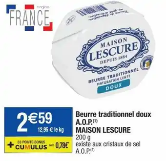 Migros Beurre traditionnel doux aop maison lescure offre