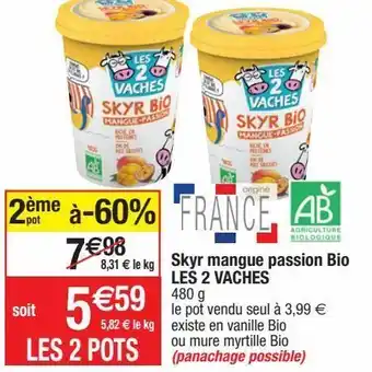 Migros Skyr mangue passion bio les 2 vaches offre