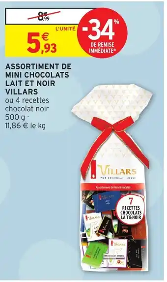 Intermarché Assortiment De Mini Chocolats lait Et Noir Villars offre