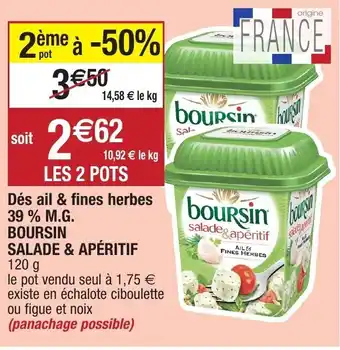 Migros Dés ail & fines herbes 39 % M.G. boursin salade & apéritif offre
