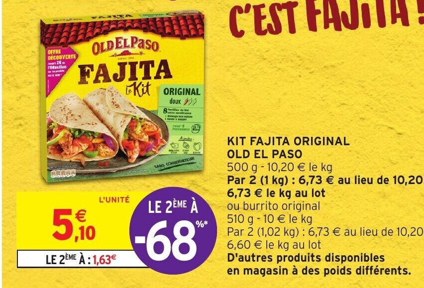 Promo Kit Fajita Original Old El Paso chez Intermarché