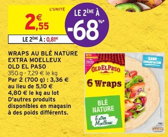 Intermarché Wraps Au Blè Nature Extra Moelleux Old El paso offre