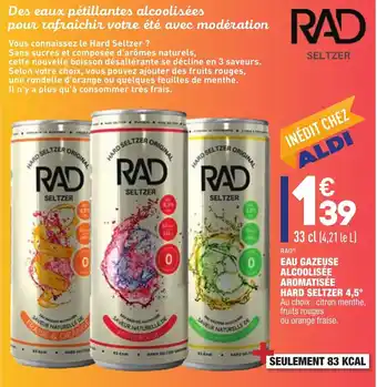 ALDI Eau gazeuse alcoolisée aromatisée hard seltzer 4,5 offre