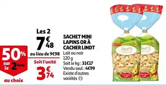 Auchan Sachet Mini Lapins Or à Cacher Lindt offre