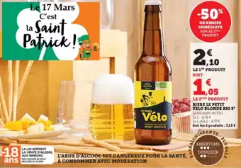 Super U Biere le petit velo blonde bio 5 offre
