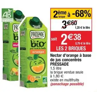 Nectar d'orange à base de jus concentrés pressade
