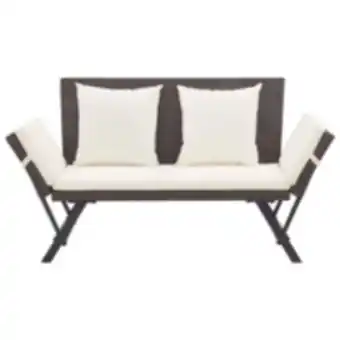 Vidaxl banc de jardin avec coussins 176 cm marron résine tressée