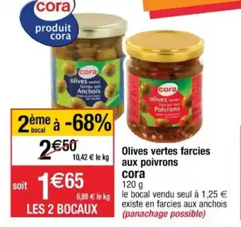 Olives vertes farcies aux poivrons