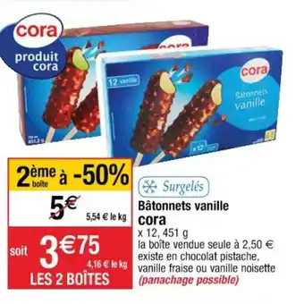Cora x Carrefour Bâtonnets vanille offre