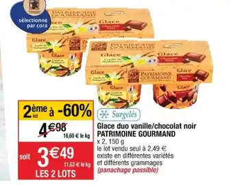Glace duo vanille/chocolat noir