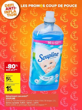 Carrefour Adoucissant concentré soupline offre