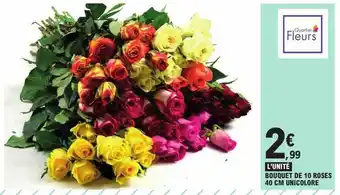 E.Leclerc Bouquet de 10 roses 40 cm unicolore offre