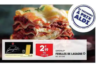 ALDI Feuilles de lasagnes garofalo offre