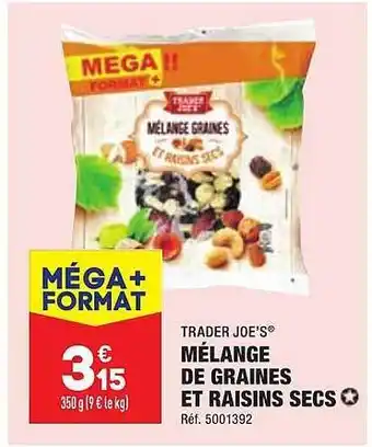 ALDI Mélange de graines et raisins secs trader joe's offre