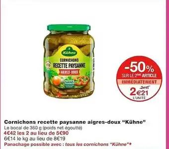 Monoprix Cornichons recette paysanne aigres-doux offre