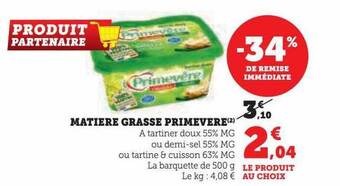 Hyper U Matière grasse primevère offre