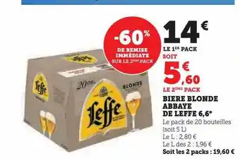 Hyper U Bière blonde abbaye de leffe 6,6° offre