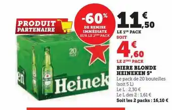 Hyper U Bière blonde heineken 5° offre