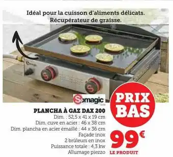 Hyper U Plancha à gaz dax 200 somagic offre