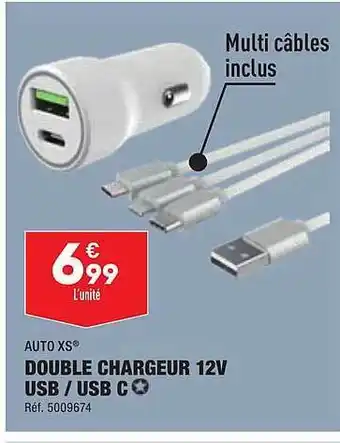 ALDI Double chargeur 12v usb-usb c auto xs offre