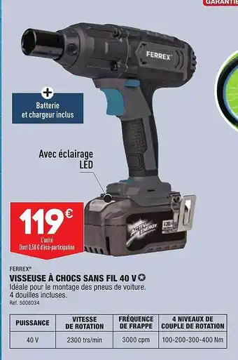 ALDI Visseuse à chocs sans fil 40v ferrex offre